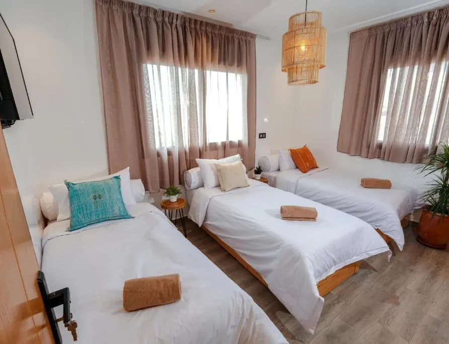 separates beds room in residence imsouane surf camp